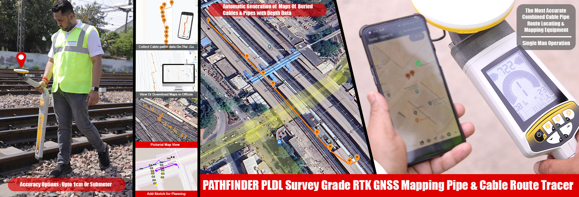 Pathfinder PLDL Survey Grade RTK GNSS Mapping Pipe & Cable Route Tracer 
